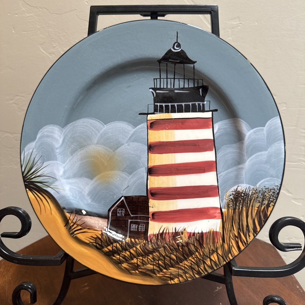 VTG Sakura David Carter Brown By The Sea Lighthouse Ceramic Dinner Plate 10.5"
